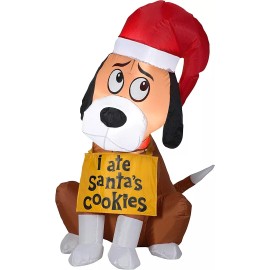 Gemmy 3.5' Gemmy Christmas Dog w/ "I Ate Santa's Cookies" Sign Yard Decoration 118587