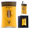 KEENSUN 3-in-1 Zinc Alloy V-Cut Cigar Cutter (Deep Yellow) with