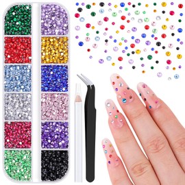 5000Pcs Small Resin Rhinestones for Nail Art, Colorful Rhinestone 2/3MM Flatback Bedazzling Gems, Nail Rhinestones and Gems Crystals Charms for Acrylic Tips Manicure Decor