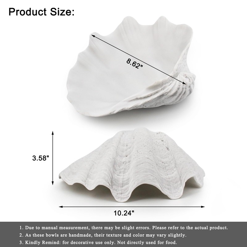Afadorable Resin Seashell Decorative Bowl for Home Decor, Large Clam
