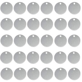 ABBECIAO Stamping Blanks, 1 Inch Smooth Round Aluminum Tags with Hole, 0.06 Inch Thick Blanks (100 Pack)