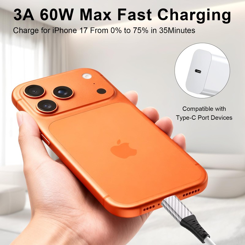 AIAUXAI 30ft USB C Cable,Extra Long 60W USB C to