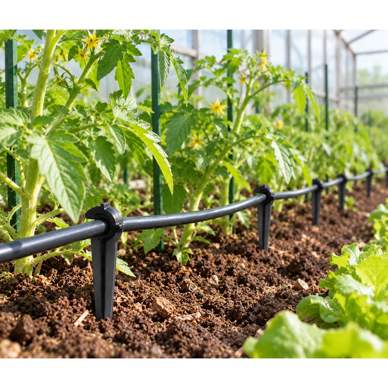 Drip Irrigation Support Stakes for 4/7mm Tubing – 50-Piece C-Shaped