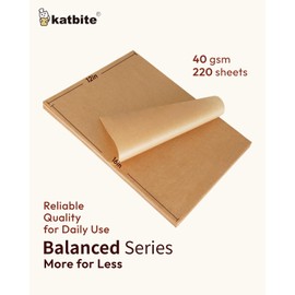 Katbite 220 Pcs Parchment Paper Sheets, 12x16 Inches Unbleached Baking Paper Non-Stick for Gently Baking, Pre-cut Parchment Paper Suitable for Baking, Cooking,Air Fryer [Balanced Series]