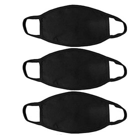 OgLuxe Womens 100% Cotton Washable Outdoor Face Protector Two Layers Mouth Cover Floral with Ear Loops (3 Piece Black)