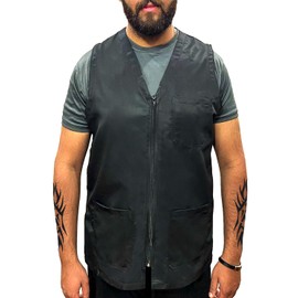 GENCUTS Professional Barber Jackets for Men Women Barber Smock Barber Shirt Hairdresser Smocks Hair Stylist Salon Smock Barber Vest (BLACK, LARGE)