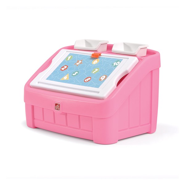 Step2 2-in-1 Toy Box & Art Lid | Plastic Toy & Art Storage Container, Pink