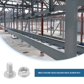 SG Store 100 Sets M6 x 12 Carriage Bolts and Nuts Round Head Square Neck Galvanised Steel Screws Cup Flange Nut for Machine Industry Repair of Household Appliances