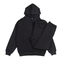 RIFLESSI Men's Women's Premium Heavyweight 100% French Terry Cotton 2 Piece Hoodie Pullover Jogger Sweatsuit Tracksuit Set (Black, S)