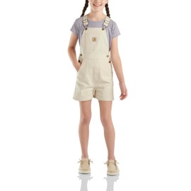 Carhartt Girls Loose Fit Jean Overall Shorts Denim Shortalls, Malt, 7