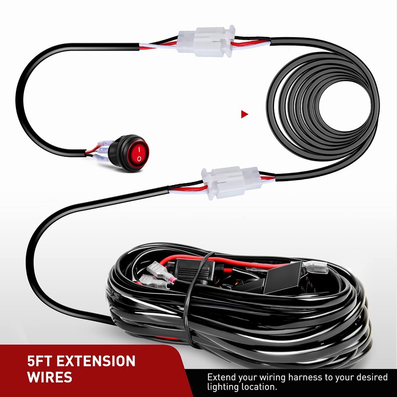 Nilight 2PCS Plug and Play 22AWG 5Feet Wiring Harness Switch
