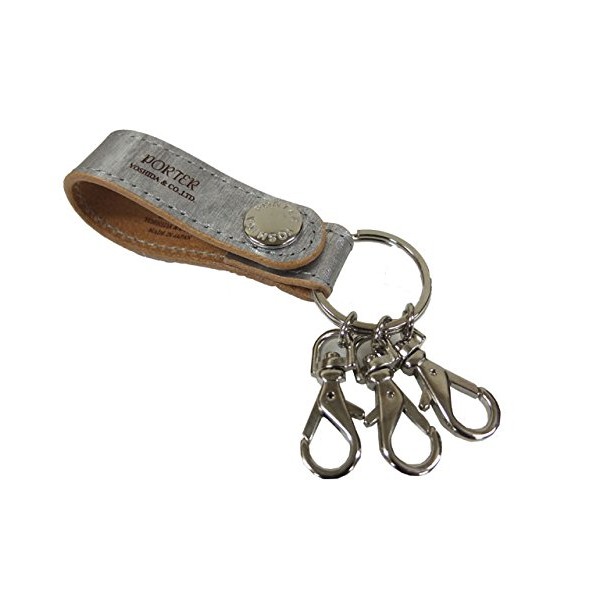 Porter Yoshida Bag Radiant Barrier Foil Leather Key Holder, 195 – 01337 Silver