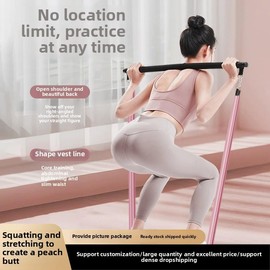 Pilates stick multifunctional fitness stick Pilates equipment home elastic training resistance band - Colour: Pilates stick