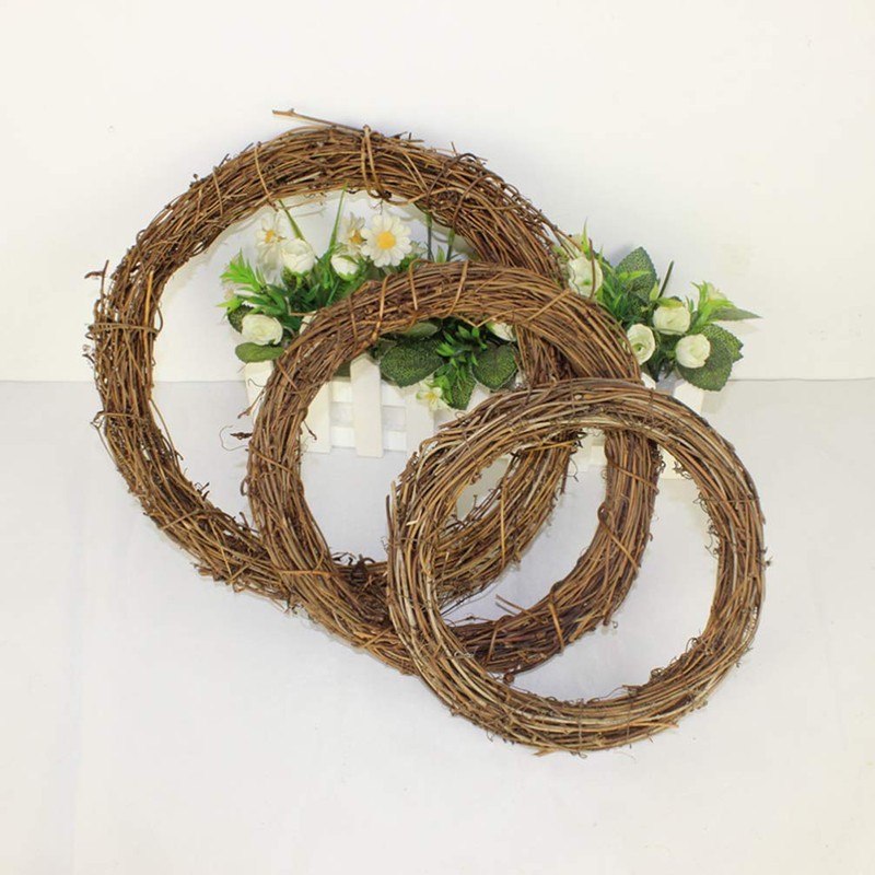 Happyyami Wedding Frame 10pcs 10CM Grapevine Wreath Natural DIY Rattan