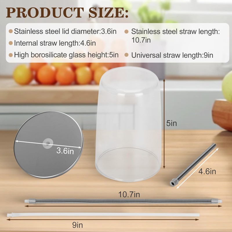 Jisculo 16.9 oz Glass Milk Container for Jura & Stainless