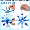 Realspring 24 Sets Blue Snowflake Pom-poms Craft Kit DIY Pom