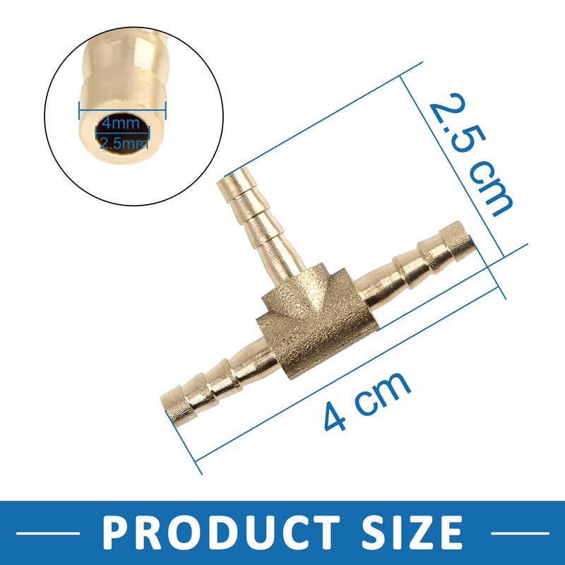 A ABSOPRO Barb Hose Fitting 3 Way T Connector 4mm