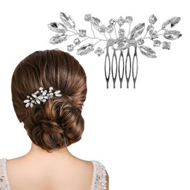 Bridal Flower Side Hair Clips,Bride Crystal Hair Comb Crystal Rhinestone Wedding Hair Comb Bride Crystal Hair Comb Bridal Wedding Hair Clip Comb for Women and Girls