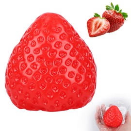 BOXOB Strawberry Squishy Toy, 2.56x2.44 Inch Large Soft Cute Strawberry Novelty Squishy Squeeze Toy Fun Desk Accessory & Gift for Adults Kids (Red)