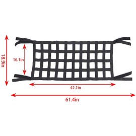 Mesh Cargo Net Hammock Roof Top Netting Hammock for Jeep Wrangler YJ TJ JK JKU JL JLU JT & Gladiator JT Accessories1987-2024 (Black)