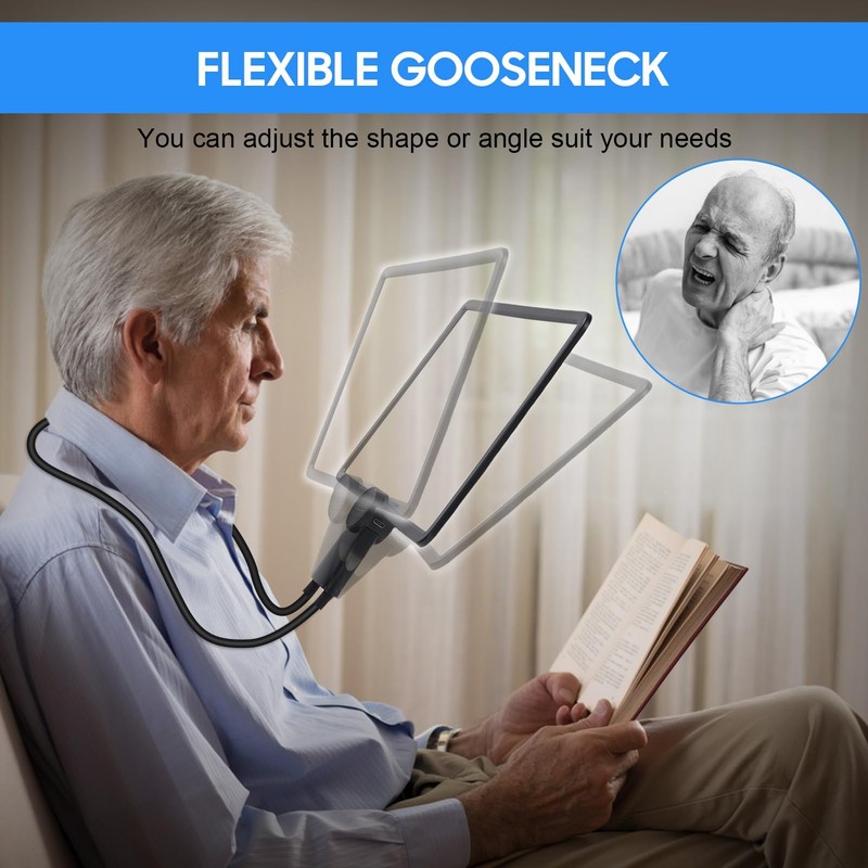 Neck Wear Magnifying Glass with Light, Hands Free Rechargeable LED
