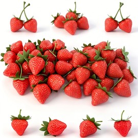 BlackQuill 40Pcs Plastic Strawberry Fake Fruit Set Artificial strawberries