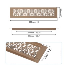 PATIKIL 14 x 3 Inch Door Air Vent Cover, Heavy Duty Aluminum Grille Ventilation Cover Louvered with Mounting Screws for Cabinet Wardrobe Door, Brown