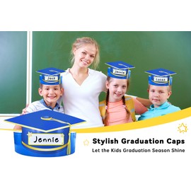 JUESMOS 24 PCS Kids Preschool Graduation Paper Caps Class of 2025 Adjustable Kindergarten Graduation Hats Pre-K Grad Headbands for Children Students Preschool Kindergarten Party Decorations Gifts
