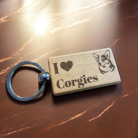 Ashton and Finch I Love Corgis Keyring – Wooden Dog Key Ring – Perfect for Corgi Lovers