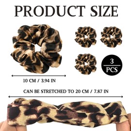 LUFFLOK 3 Stück Weich Haargummis Scrunchies, Leoparden Haargummis Scrunchies für Damen und Mädchen, Satin Elastische Dicke Bänder, Pferdeschwanzhalter Frauen Haarschmuck (3 Stück)