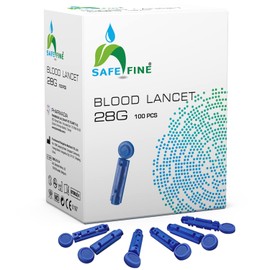 SafeFine 28G 3mm Blood Lancets Sterile Compatible with Most Lancing Devices 100 pcs/box