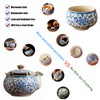 CmengAo Floral Ceramic Hand-held Teapot with 2 Teacups - Blue