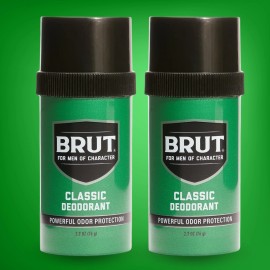 Brut Classic Round Deodorant Stick - Powerful Odor Protection 2.7 fl oz (2-Pack)