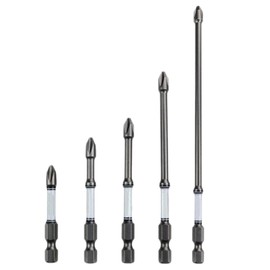 Magnetic Screwdriver Bits Set 5PCS, Impact Driver Bits, 1/4 Inch Hex Shank Screw Head Drill Screwdriver Bit for Power Drill Impact Driver Tool. (50-150mm)