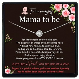 New Mom Gifts for Women, 14K Rose Gold Filled Ready to Gift Pearl Necklace with Meaningful and Sentimental Message