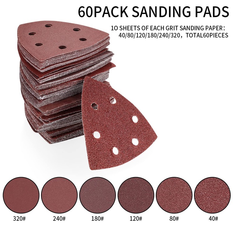 Aoyfuwell Pack of 90 Delta Sandpaper, Sanding Sheets, Triangle Sandpaper,