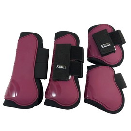 Klaus Horse Protector, Front & Rear Leg 4 Piece Full Size Horse Boot Leg Protectors Horse Boots Leg Protector Tack Burgundy Red Brown