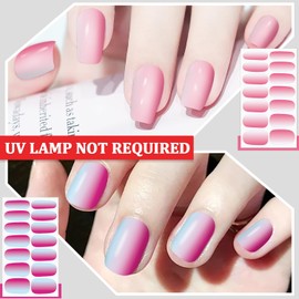 SILPECWEE 16 Sheets Fluorescence Nail Wraps for Women Self Adhesive Nail Polish Stickers Nail Polish Strips Stick on Nails Gel Nail Strips Fingernail Manicure Stickers with 1pc Nail File