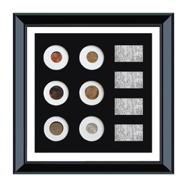 Silver Dollar Coin Holder,Wooden Military Challenge Coin Display Case,Currency Display Frame,1 Oz Silver Bar Holder,with high Definition Glass,Holds 6 pcs Coins and 4 Bars 1 Ounce Bullion Bar,Black.