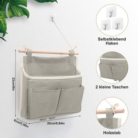 Pack of 3 Hanging Organisers, Hanging Storage, Wall Organiser, Door Organiser, Linen Storage Hanging for Home, Office, Bathroom, Children's Room (Grey)
