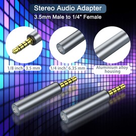 HATMINI 3 Pack 3.5mm Male to Female Audio Adapter，3.5mm 1/8" TRRS Stereo Jack Adapter 3.5mm Stereo Plug Male Coupler Gold Plated Connectors, for Mobile Phones,Tablets,Car Audio,Speakers (M to F)