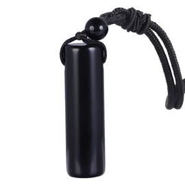 KYEYGWO Cylindrical Crystal Pendant for Men and Women, Handmade Healing Stone Necklace Blessing Jewellery Gemstone Lucky Charm Amulet with Adjustable Nylon Rope, Obsidian Obsidian Nylon rope, Obsidian
