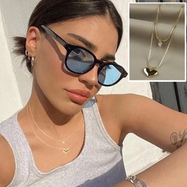 JUSTOOP 18K Gold Love Pendant Necklace Love Charms Chain Jewelry for Girls Cubic Zirconia Pendant Layered Necklace Love Necklace for Women Jewelry for Christmas Valentine's Day Gifts