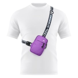 Peicees Mini Crossbody Sling Bag Chest Bag Dual Pocket Water Resistant Running Phone Holder for Men Women Workout Travel, Purple, mini, Sling Bag