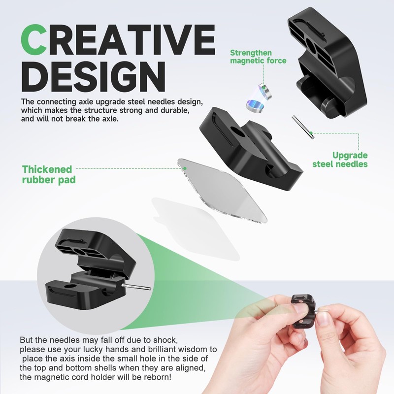 6 White Magnetic Cable Clips,Under Desk Cable Management,Cord Holder for