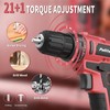 PULITUO 20V Cordless Drill/Driver, 2 Batteries Electric Screwdriver, 30Nm Power