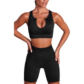 Hybrid & Company - Brasier deportivo súper cómodo para mujer, para yoga, gimnasio, Notch Neck-black, XS