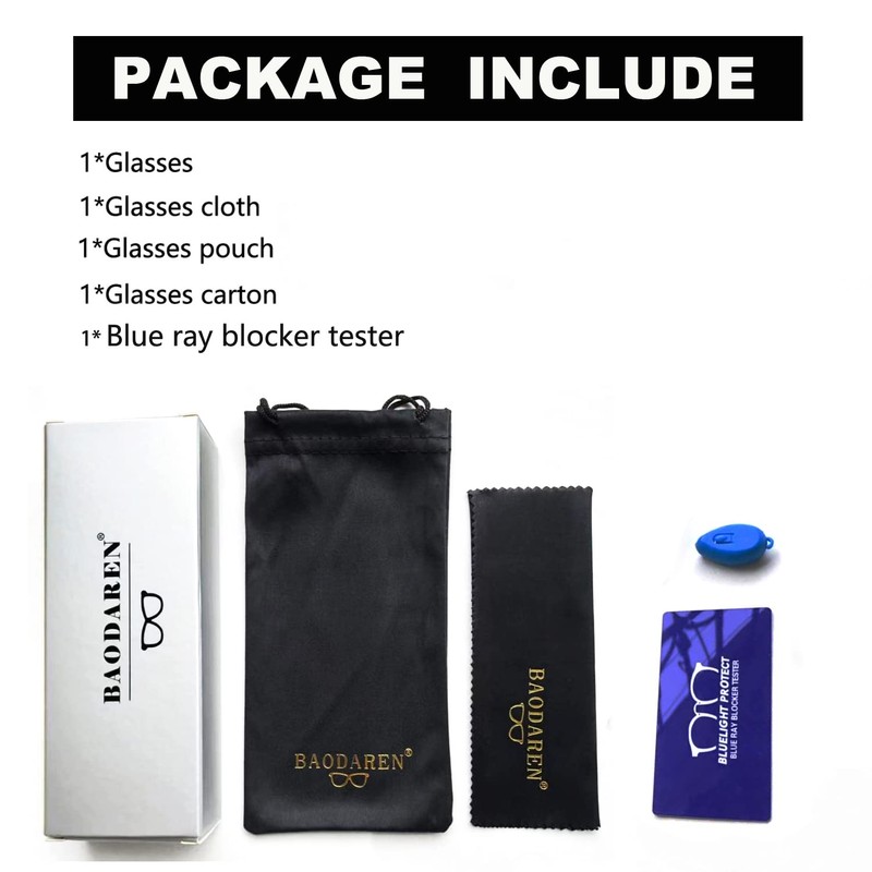 BAODAREN Blue Light Blocking Glasses Oversized Square Frame Women/Men Anti