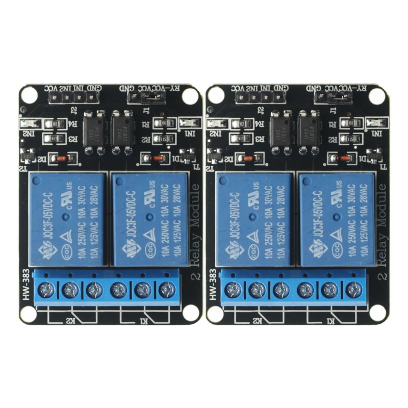 2Pcs 5V 2 Channel DC 5V Relay Module High and