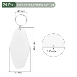 YOKIVE 24 Pcs Blank Hotel Keychains Key Tag, Plastic Sublimation Vintage Motel Keychain | DIY Craft, Great for Luggage Tag Ornament (White, 3.54-Inch)